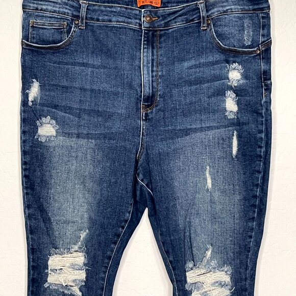 Wax Jean Butt, I Love You Distressed Dark Skinny Jean Size 24 #68 - Picture 3 of 6